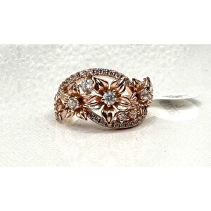 Moissanite Flower Ring SIZE 7 Brilliant VVS1 925 Silver Plated Rose Gold NWT